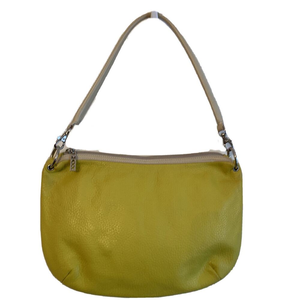 Maxx Bright Yellow Pebbled Leather Shoulderbag‎ Zip Top Floral Lining